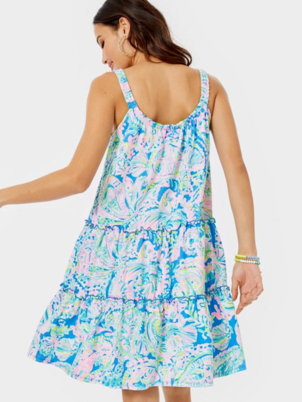 Lilly Pulitzer Tiered 'Loro Swing Dress' in Multi Dream Team Print Size XXL - Picture 2 of 10